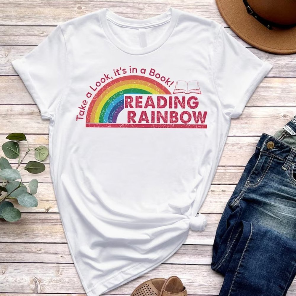 Reading Rainbow Tshirt Retro Librarian Tshirt Teacher Appreciation Tee Shirt